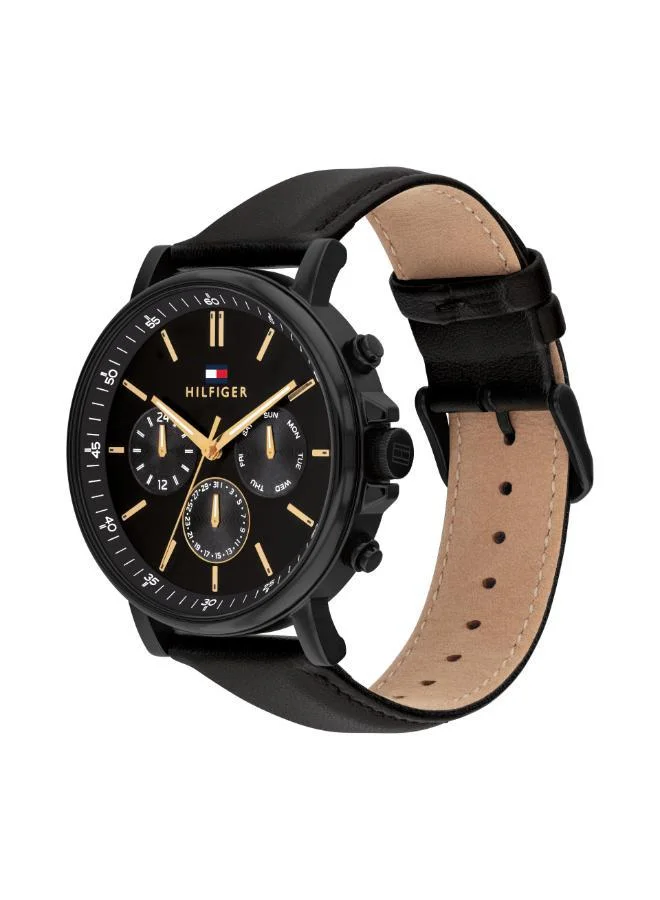 TOMMY HILFIGER  Mens Analog Multifunction Quartz Watch With Black Leather Strap - 1792144 for Men | Best Price UAE
